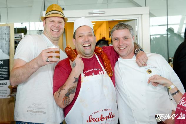 The Source's Scott Drewno and Bourbon Steak's John Critchley flank '13 Cochon 555 D.C. winner Mike Isabella.